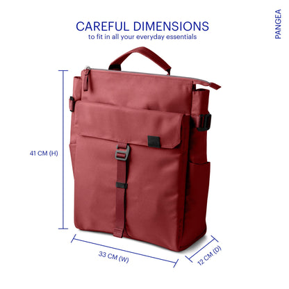 DailyObjects PET Red Clay Pole Convertible Totepack (Tote Bag + Backpack) for Women and Men I Fits any Laptop Upto 14 Inches I Spacious & Sturdy | Lightweight Shoulder Handbag wih Laptop Compartment