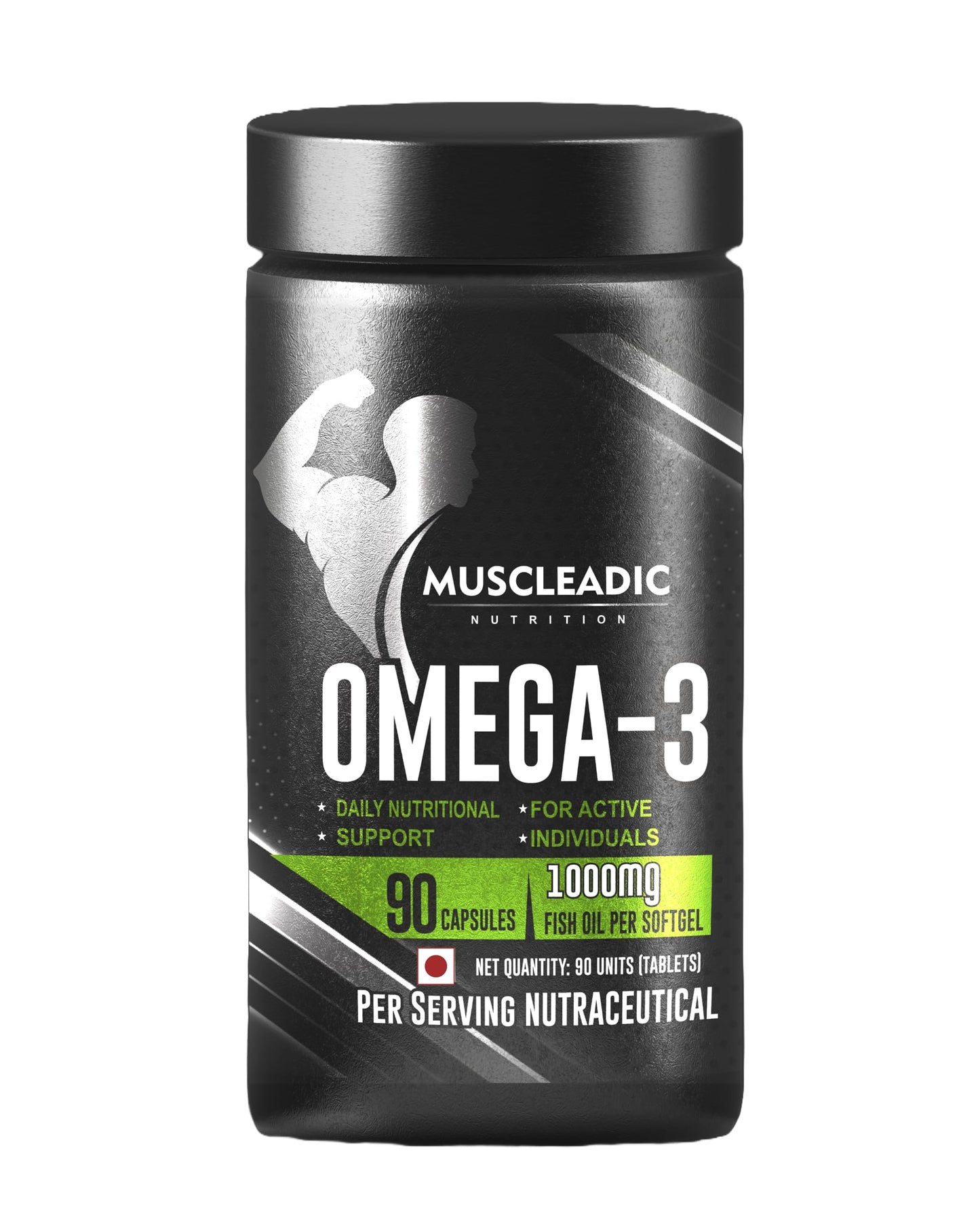 MUSCLEADIC NUTRITION Omega 3, 1000 mg Omega 3 with 360 mg EPA & 240 mg DHA, for Brain, Heart, Eyes, and Joints Health, 90 Fish Oil Capsules