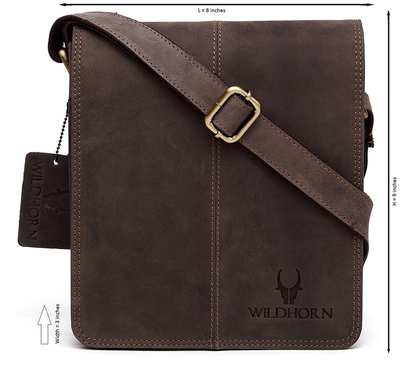 WildHorn Genuine Leather Sling Bag for Men | Minimalist, Spacious & Durable | Flap Closure | Adjustable Strap | 1-Year Warranty