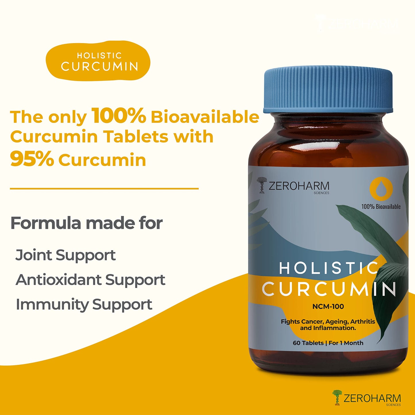 Holistic Curcumin ZEROHARM Supplement- 600mg (60 Veg Tablets) with 95%- image 5