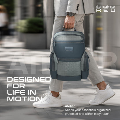 Samsonite Atlier | 14'Laptop Compartment| 18 L Volume| Multiple Compartment| Sleek Design |Work Backpack | Olive | 2 Years International Warranty