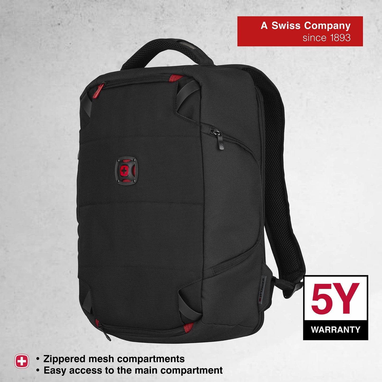 Wenger WEEKEND LIFESTYLE TECHPACK 14 Inch Laptop Backpack with Tablet Pocket, customizable padded dividers, built in rain cover (12 Litre)-blend of style & function, Swiss designed, 606488