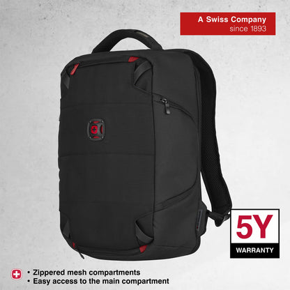 Wenger WEEKEND LIFESTYLE TECHPACK 14 Inch Laptop Backpack with Tablet Pocket, customizable padded dividers, built in rain cover (12 Litre)-blend of style & function, Swiss designed, 606488