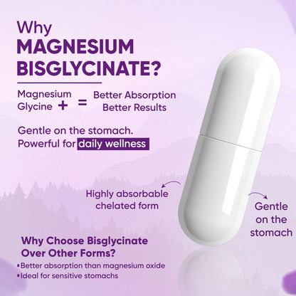 Vitaminnica Magnesium Bisglycinate For Men and Women- Magnesium Oxide Vitamin B6 B5 - Good Sleep - 60 Capsules