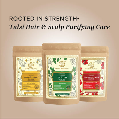 Khadi Natural Tulsi Leaf Organic Powder | Skin Clarifying & Hair Detox | Clears Acne, Revives Scalp | No Chemicals | For all skin types & hair types | 100 gm