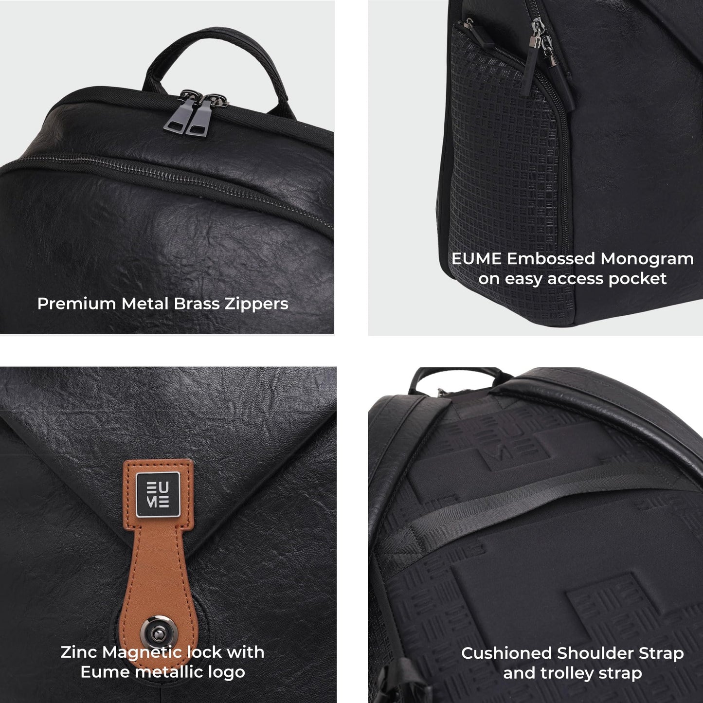 EUME Helix 28L Backpack Bag For Man, Charcoal Black| 2 Large Compartmen- image 6