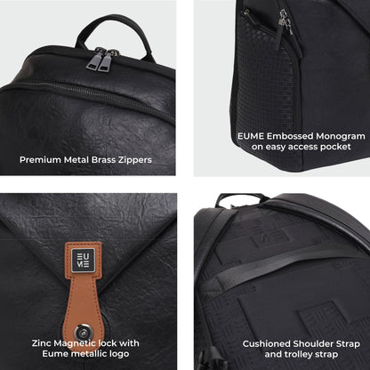 EUME Helix 28L Backpack Bag For Man, Charcoal Black| 2 Large Compartmen- image 6