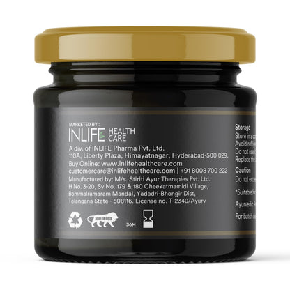INLIFE Shilajit Gold 20g | Original Himalayan Shilajit Resin with Ashwagandha, Tribulus, Turmeric, Kali Musli | 75% Fulvic Acid | Lab Tested Ayurvedic Supplement