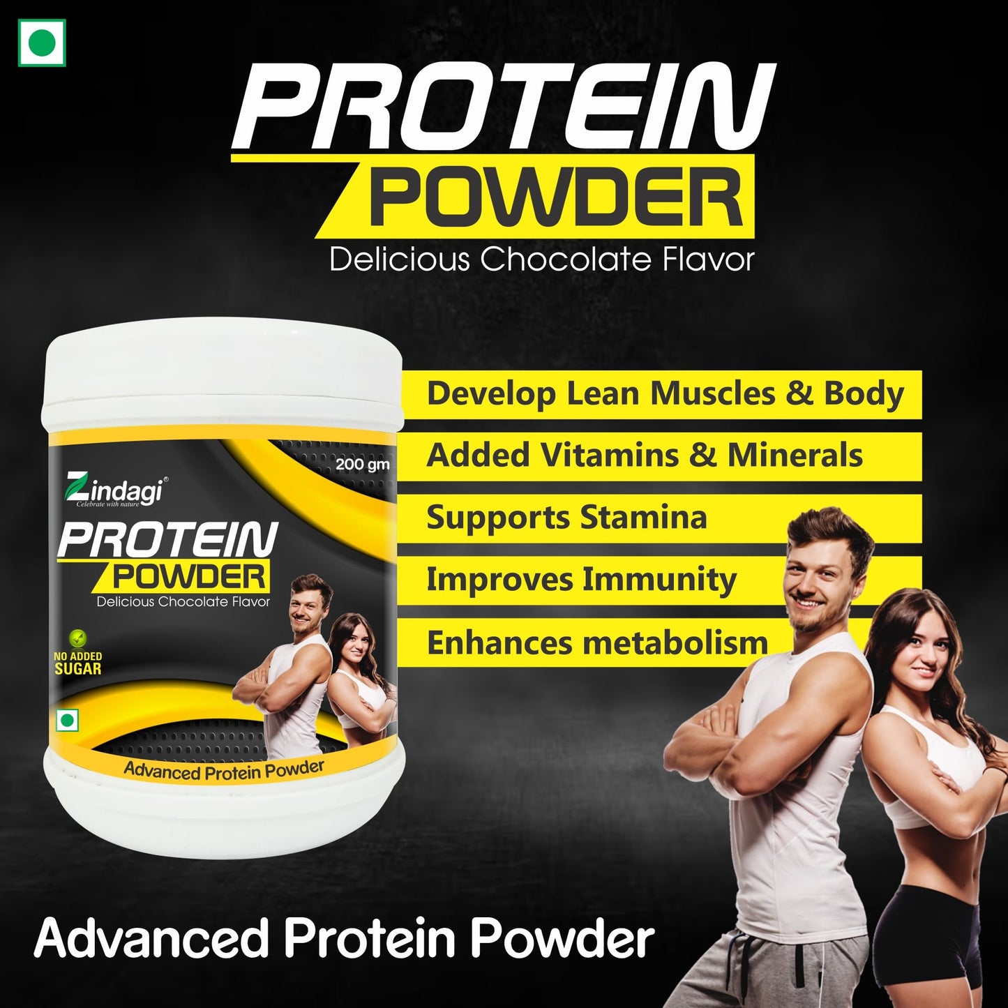 Zindagi Protein Powder for Adult - Whey Protein Powder - Health Supplements for Adult - Sugar Free Nutrition Drink (200 Gm)