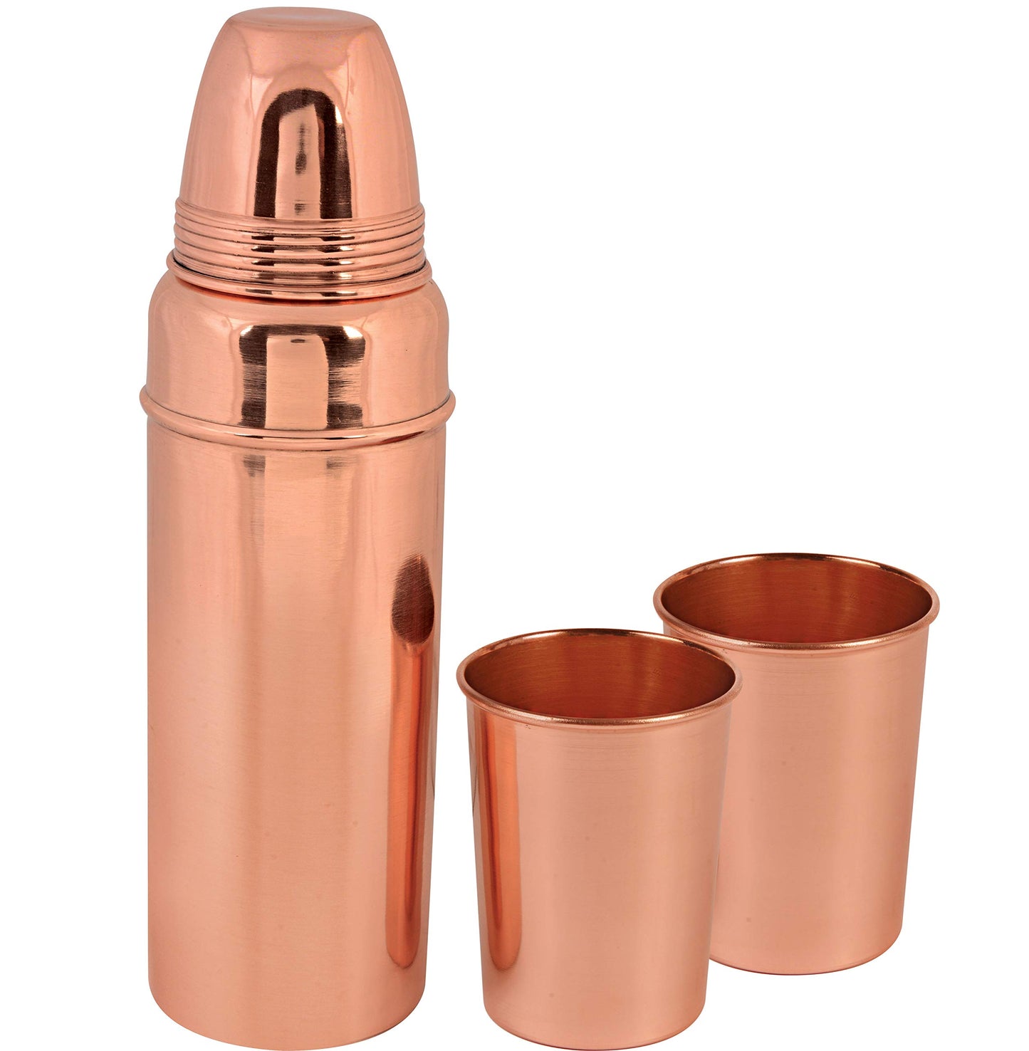 Wellberg WBIN-7013 Copper Water Bottle with Cup, 880ml, 1 Pc, Orange