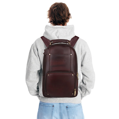 DORPER MONEY HILL Genuine Leather Backpack laptop Bag Stylish Durable Office Use Professional Bag for Men Women (ELITE BROWN, Leather)