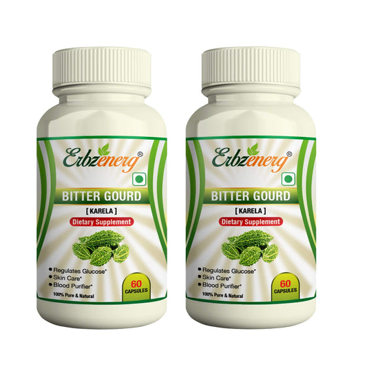 ERBZENERG Bitter Gourd (Momordica charantia) Karela 60 Capsule 500mg- (Pack of 2)