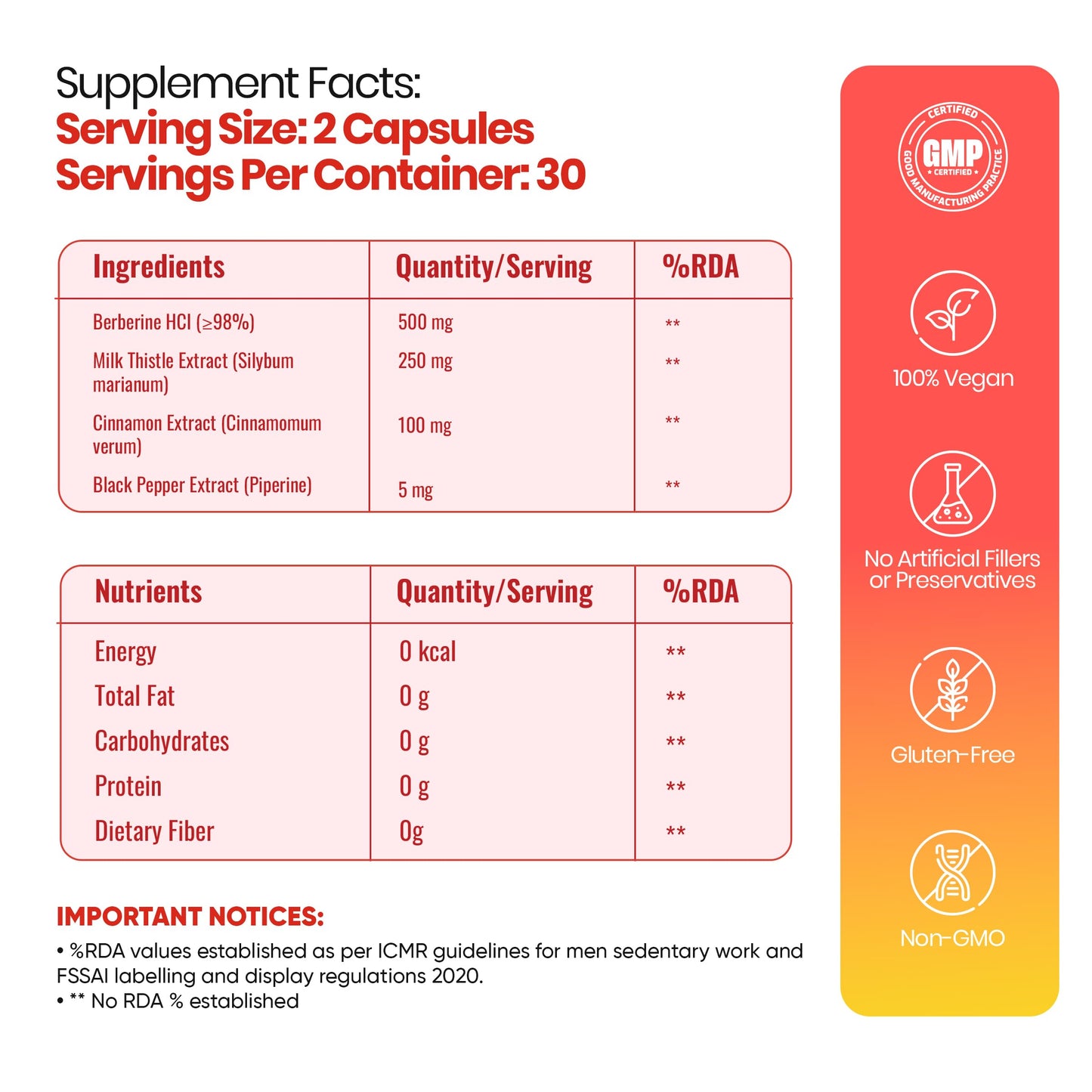 Auraika Berberine HCl 500mg Capsules | Berberine Supplement with Milk Thistle, Cinnamon & Black Pepper Extract | Supports Healthy Blood Sugar Levels, Liver Function & Weight Management | 60 Vegan Capsules