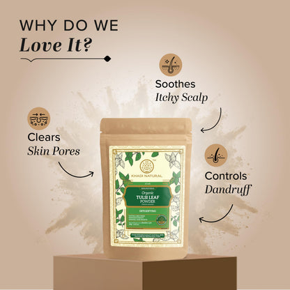 Khadi Natural Tulsi Leaf Organic Powder | Skin Clarifying & Hair Detox | Clears Acne, Revives Scalp | No Chemicals | For all skin types & hair types | 100 gm