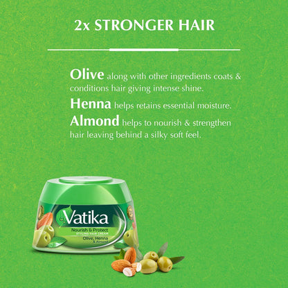 Vatika Nourish & Protect Styling Hair Cream With Almond, Olive, Henna - 140 Ml