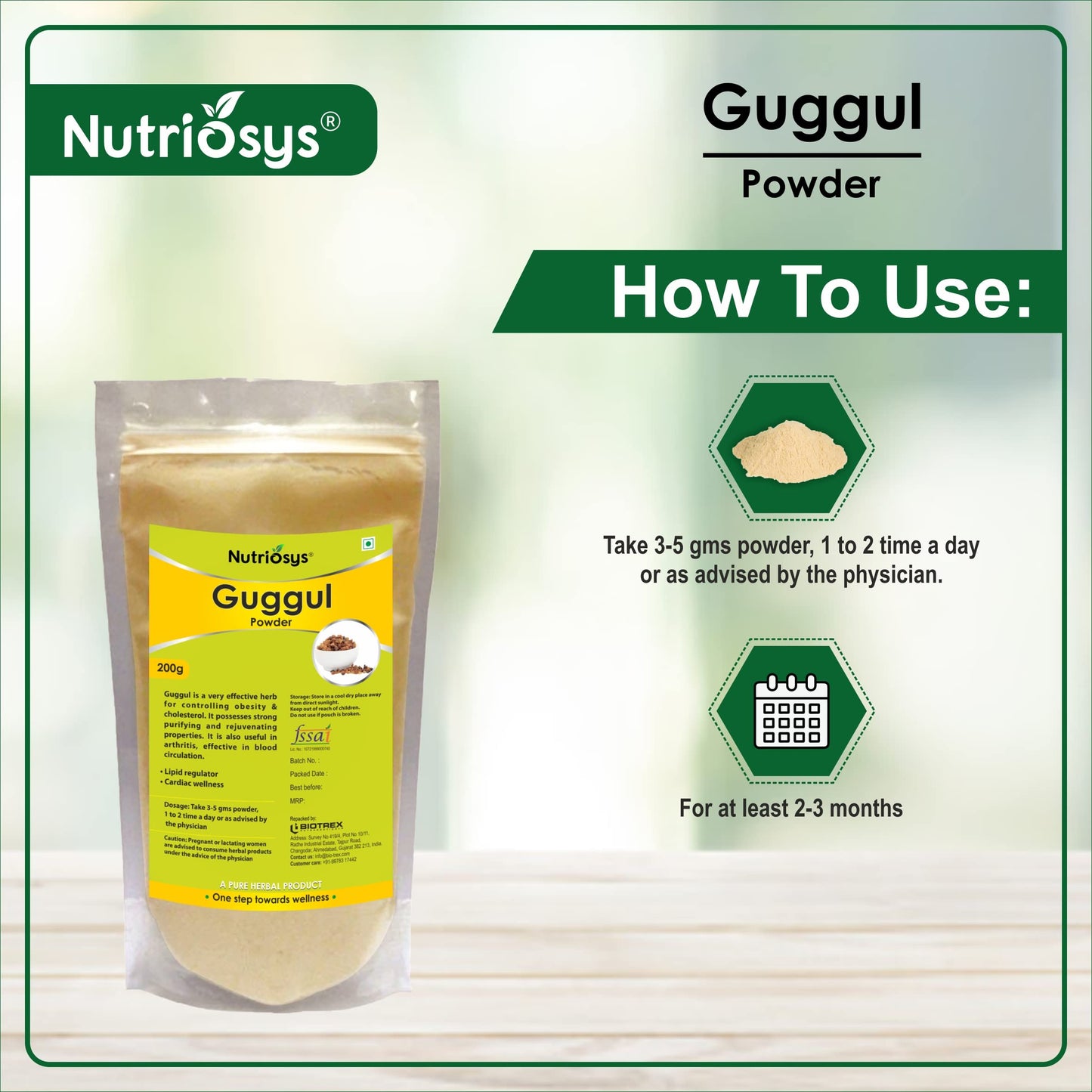 Nutriosys Guggul Powder - 200g Natural Guggal Powder for Weight Managem- image 7