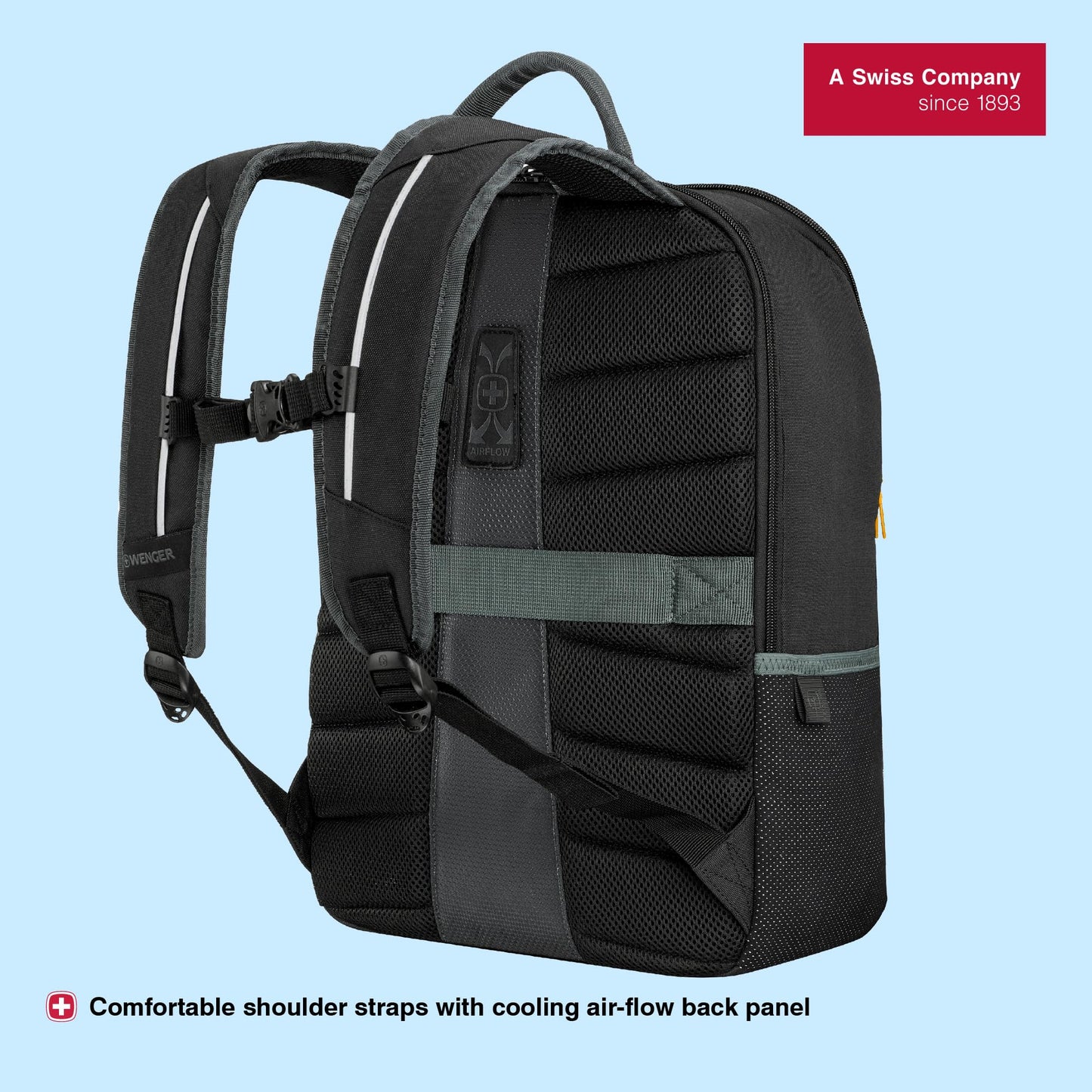 WENGER, Next 23 Move, 16 Inches Laptop Backpack, 22 liters, Gravity Black, 612570, Work Bag, Swiss Designed