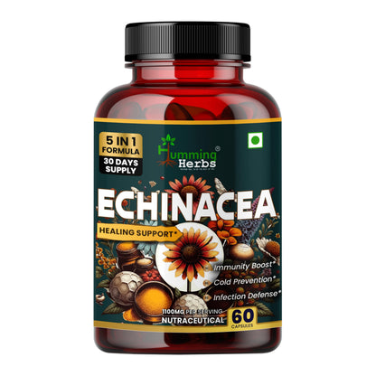 Humming Herbs Echinacea 1200mg with Elderberry & Bee Propolis - Immune Support Complex for Cold Prevention & Healing - Antioxidant, Immunity Boosting & Defense From Infection