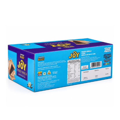 Pure Temptation Chocoblast Chocolate-Filled Waffle Cones [24 Pieces Chocolate Box] Snacks for Kids & Adults - Non-Meltable Gift Pack - Individually Wrapped Chocolate Cone Bites - Joy Vanilla