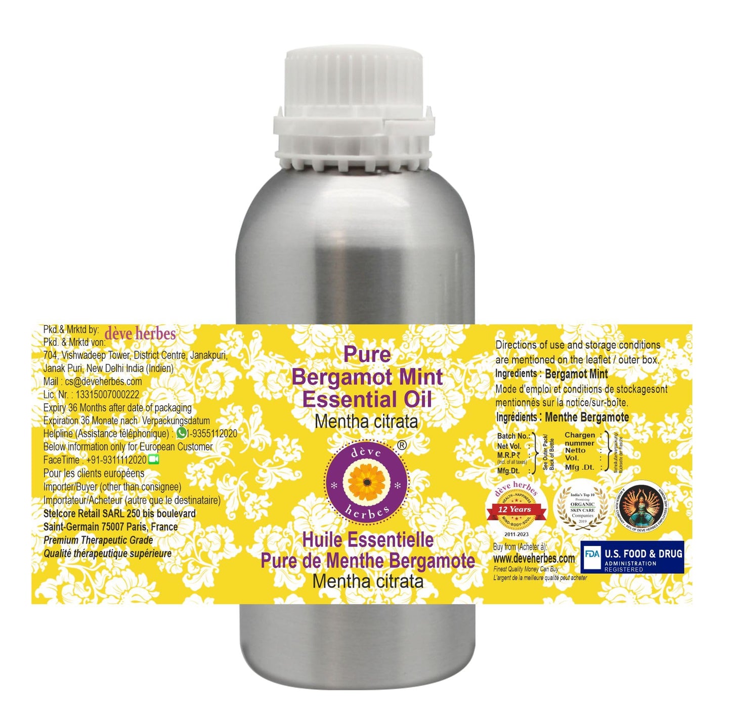 Deve Herbes Pure Bergamot Mint Essential Oil (Mentha citrata) Natural T- image 7