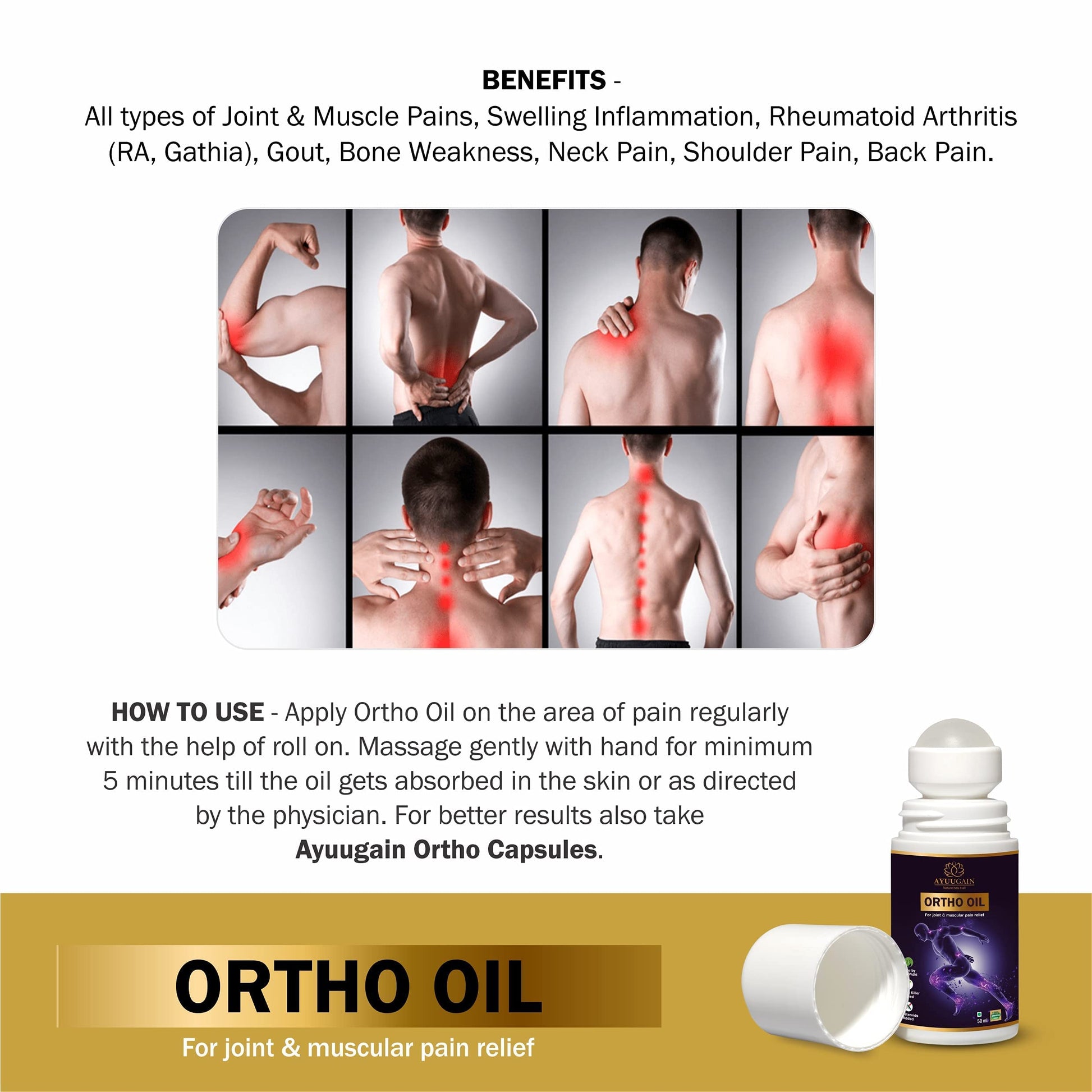 Ayuugain Ortho Oil Roll On For Joint Pain, Back Pain, Knee Pain, Should- image 2