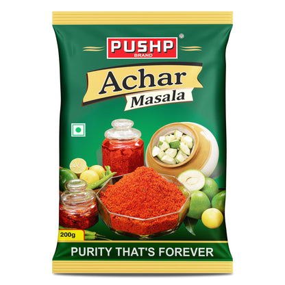 Pushp Brand Achar Masala | 200 G | Premium Blend of Traditional Spices | Ready-to-Use Pickle Mix | Authentic Homemade Pickle Masala | No Added Preservatives