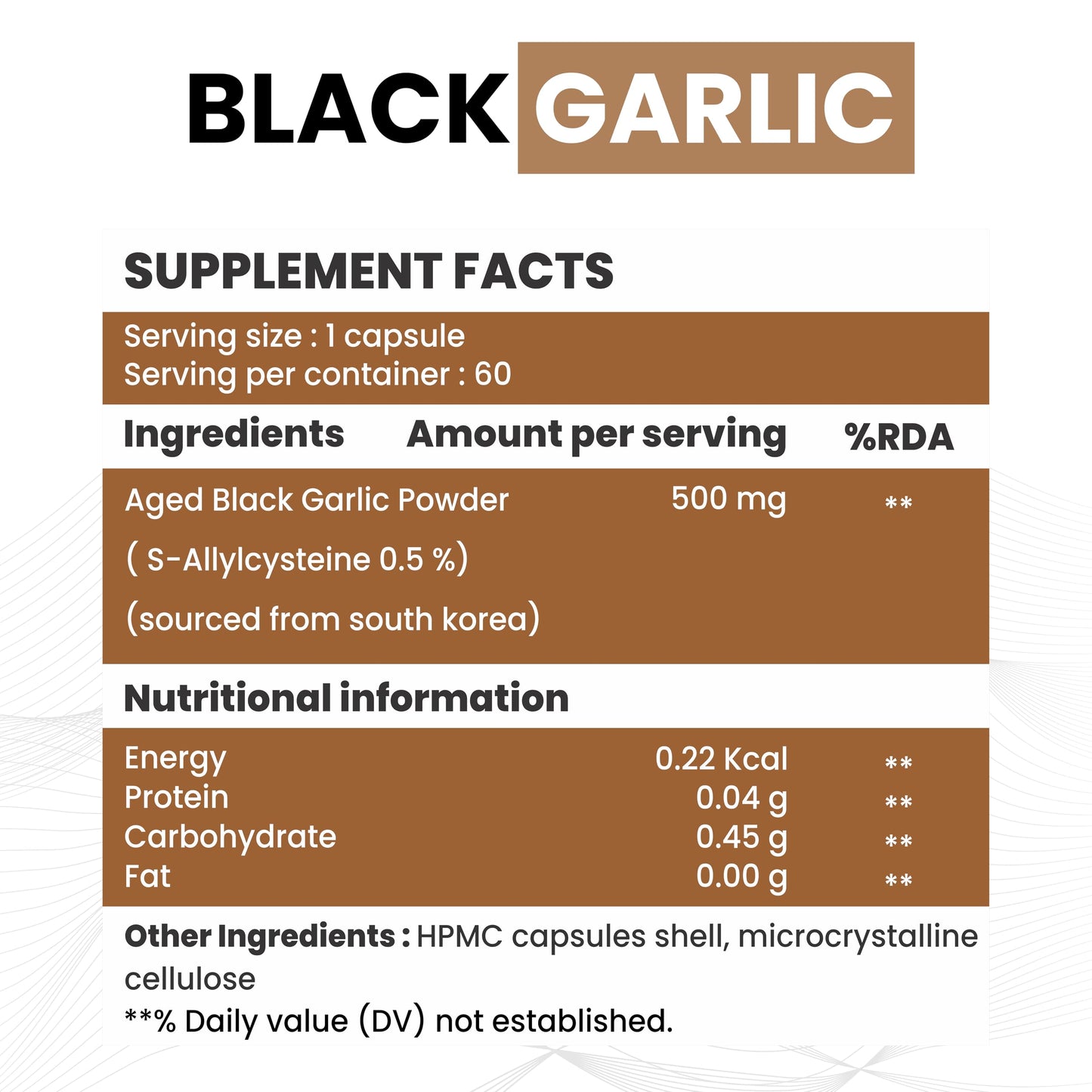 Raskam Black Garlic Capsules, Natural Superfood, 60 Veg Capsules, Improves Heart Health, Boosts Immune System