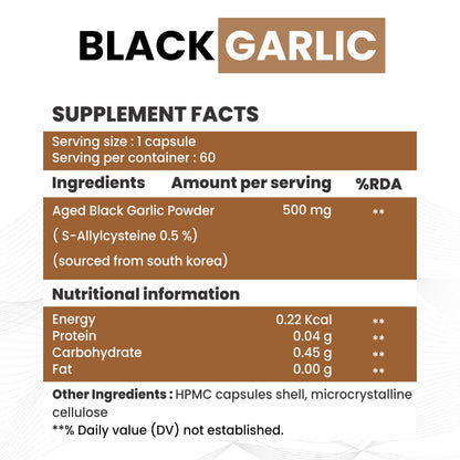 Raskam Black Garlic Capsules, Natural Superfood, 60 Veg Capsules, Improves Heart Health, Boosts Immune System