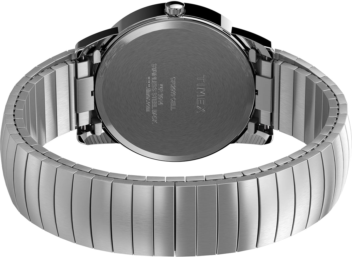 TIMEX Stainless Steel Men's T2H451 Easy Reader Silver-Tone Expansion Band Analog Watch