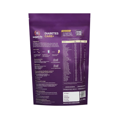 Sugar.fit | Active Foods Diabetes Care+ Supplement Powder 400g, High-Protein Soy & Whey Blend, 30 Vitamins & Minerals, Low GI, Zero Refined Sugar, Vanilla Flavour