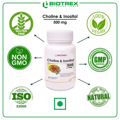 Biotrex Nutraceuticals Choline And Inositol 500mg - 60 Capsules