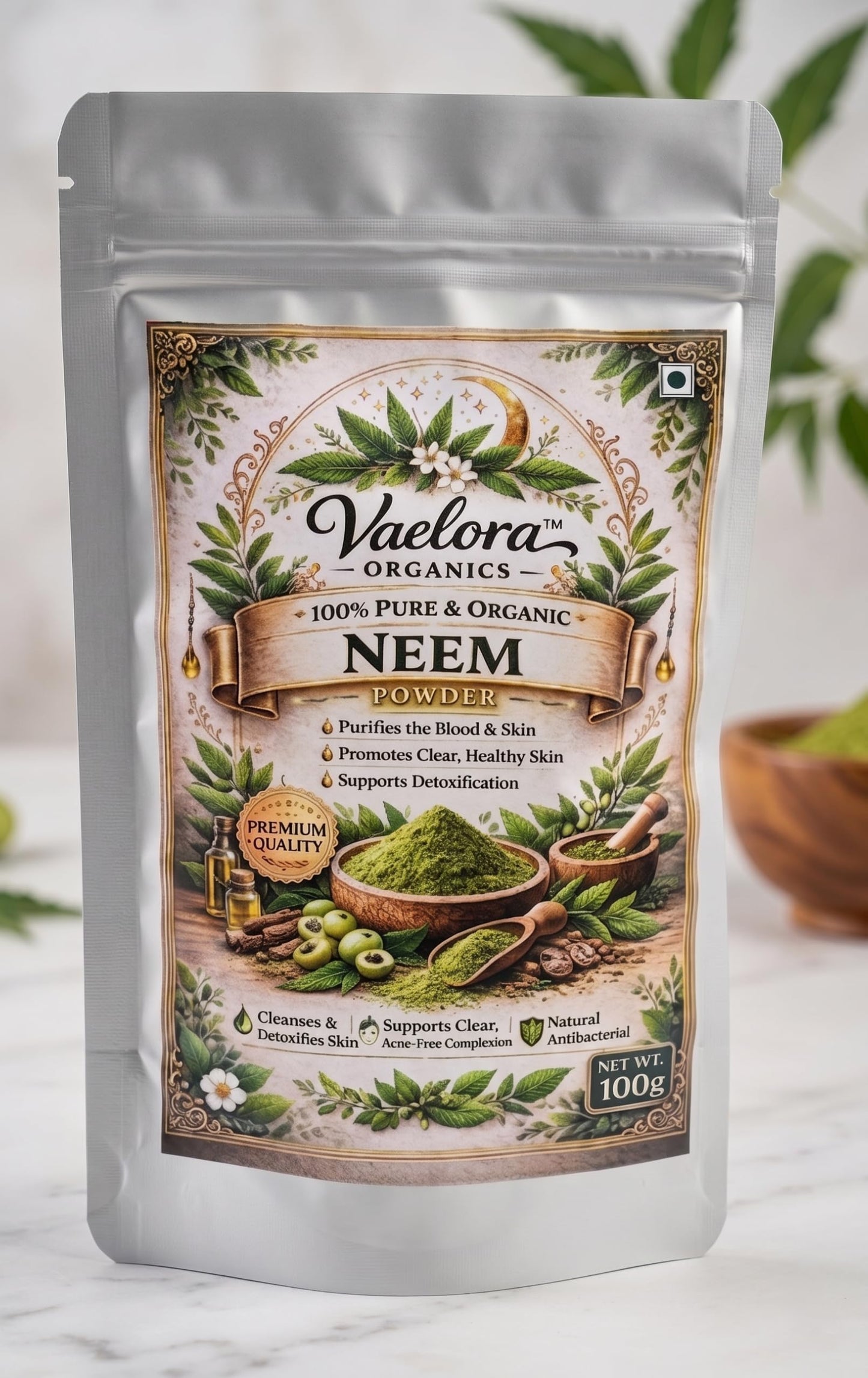 Vaelora Organics Herbal Powder Combo (Pack of 3) | Neem, Triphala & Brahmi Powder | 100g Each | 100% Pure & Natural | Skin Care, Hair Care & Detox Support | Chemical-Free
