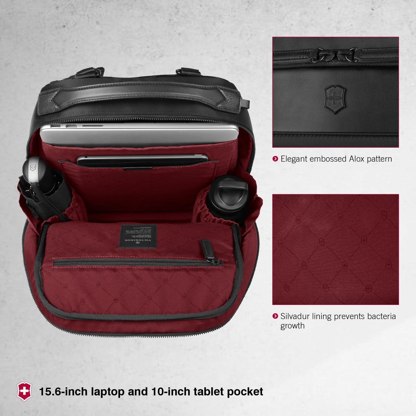 Victorinox ALOX NERO Backpack, Black Business Backpack, Commuting to Work, Black
