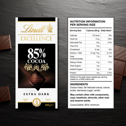 Lindt 85% Cocoa Dark Chocolate, 100 Gram
