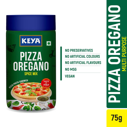 Keya Seasoning Combo | Pizza Oregano 75gm | Pizza Chilli 60gm | Seasonings For Pasta | Premium All Natural & Healthy Italian Spice Blend | Sprinkler | No Artificial Flavours and Colours| Pack of 2