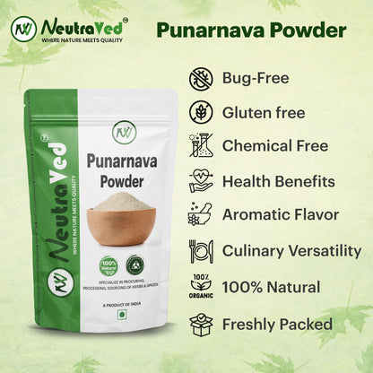 NeutraVed Punarnava Powder (200g) | Pure Boerhavia Diffusa Root | Natural Herbal Supplement for Urinary Wellness, Kidney Care & Liver Health | Rejuvenating Herb | No Fillers