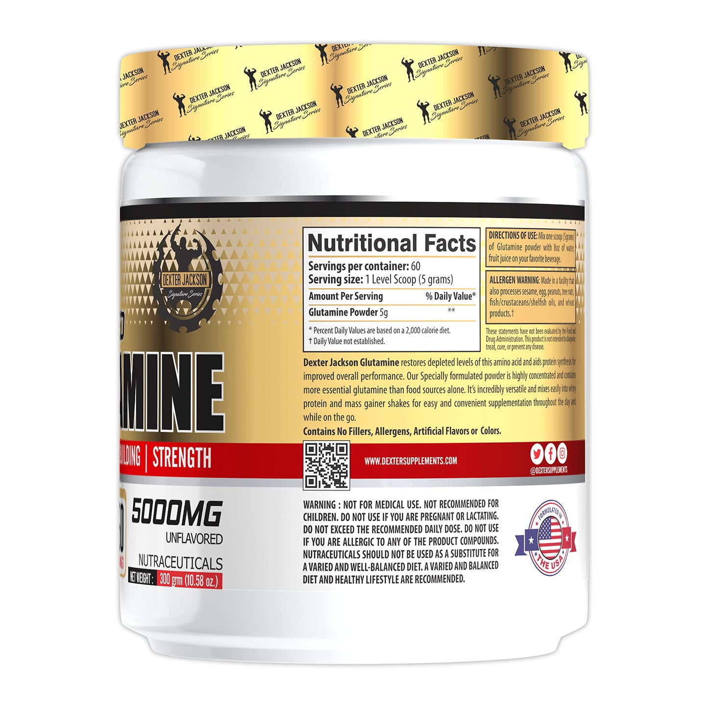Dexter Jackson Glutamine 5000Mg | Muscle Building | 60 Servings, 300grm
