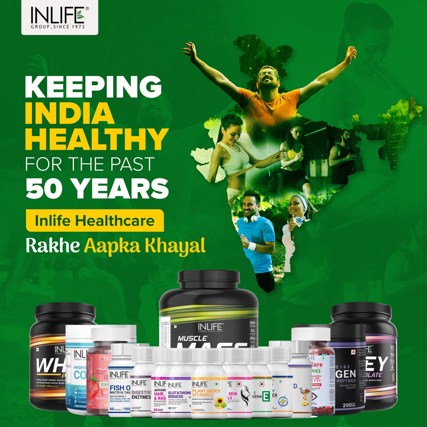 INLIFE Neuro Nerve Care, Ashwagandha Green Tea Turmeric, 60 Veg Capsules (Pack of 1, 60)