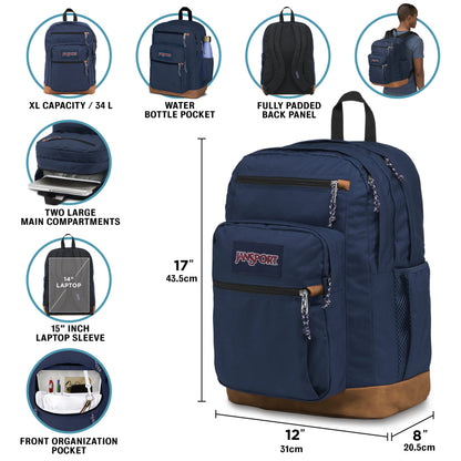 JanSport 5 Compartments Cool Student Backpack, Luau Life, One Size, Cool 15-Inch Laptop Backpack, Black, 34 Litres