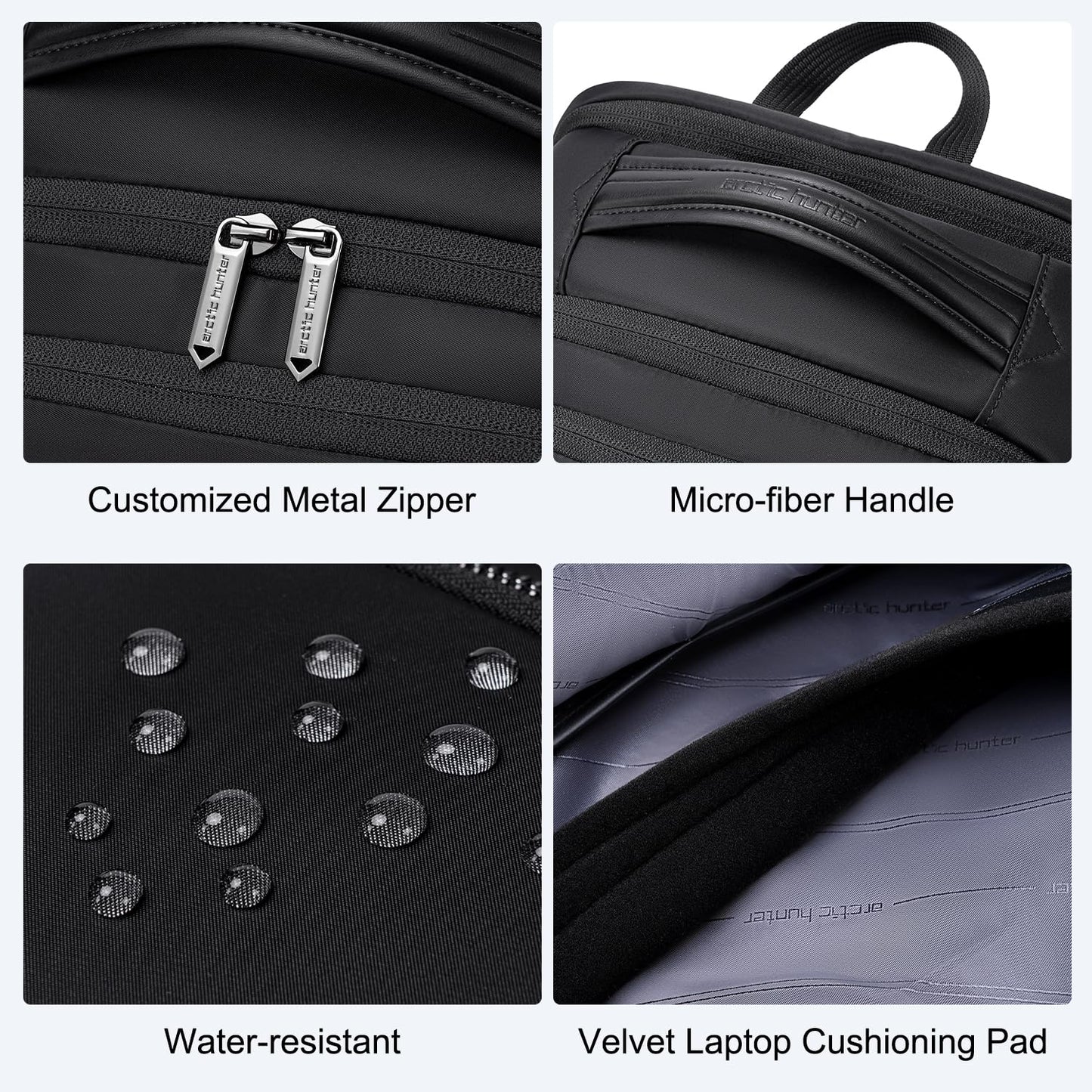 Arctic Hunter Premium Business Backpack for Men Women 20L Nylon Water-repellent Ergonomic EVA Back Pad Multiple Compartments Shockproof 15.6-inch Laptop Bag (Black)