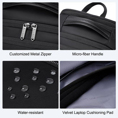 Arctic Hunter Premium Business Backpack for Men Women 20L Nylon Water-repellent Ergonomic EVA Back Pad Multiple Compartments Shockproof 15.6-inch Laptop Bag (Black)