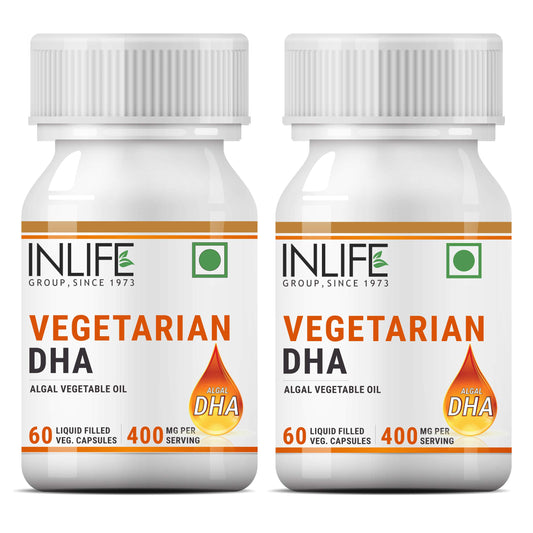 INLIFE Vegetarian Omega 3 DHA Algal Oil Supplement 400 mg Per Serving - 60 Veg C