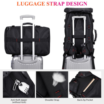 WITZMAN Carry on Travel Backpack for Men Airline Approved Convertible Nylon Luggage Backpack (B682 Balck)