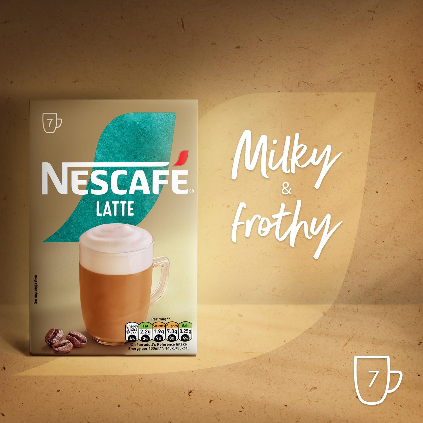 NESCAFÉ Latte Instant Coffee 7 Sachets, 100percent Responsibly Sourced Coffee Pack of 1