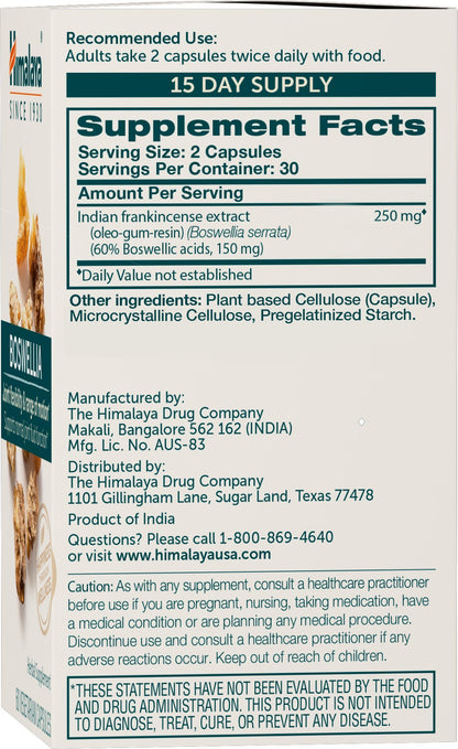 Himalaya Boswellia 60 Vegetarian Capsules