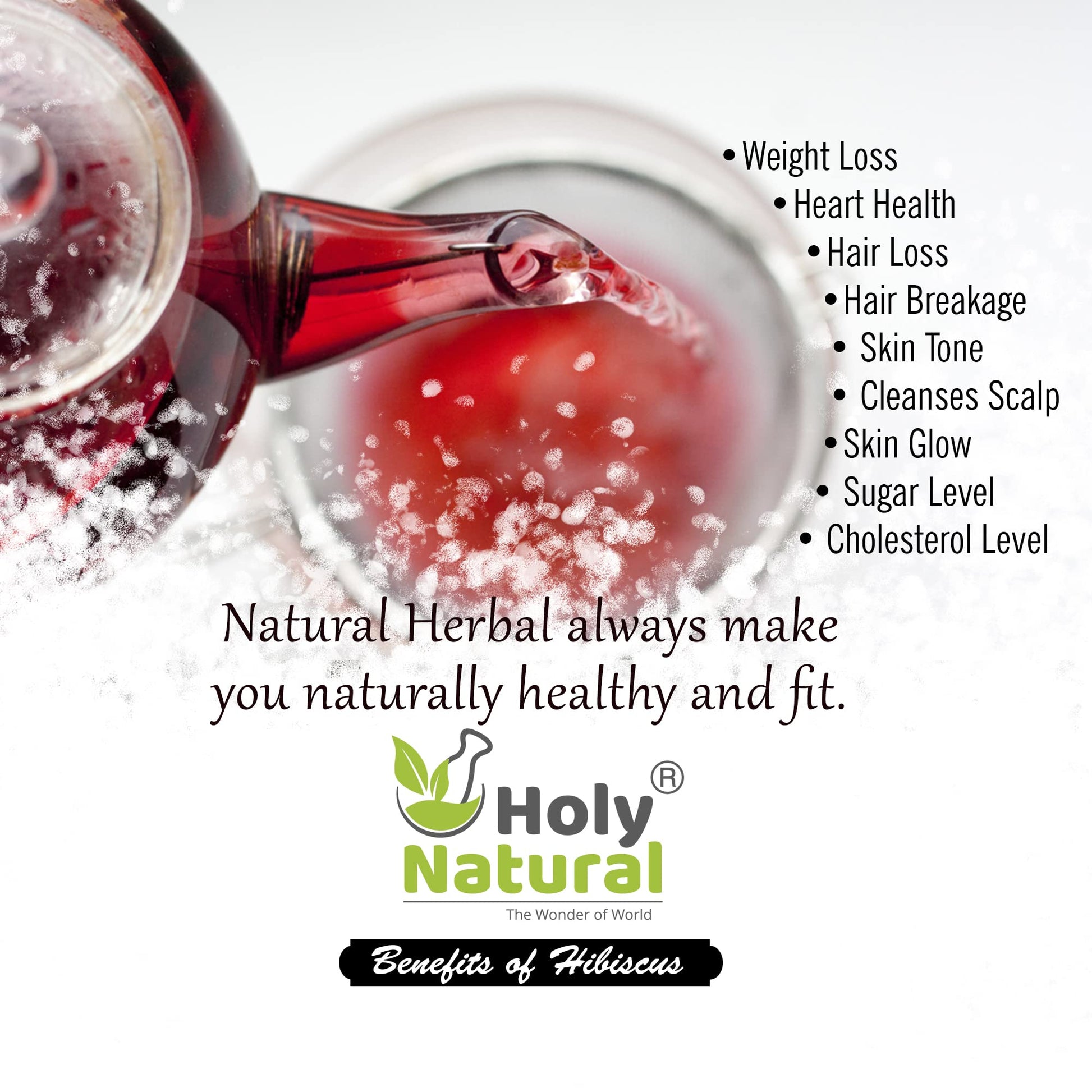 Holy Natural Hibiscus Powder (100gm), Hibiscus Sabdariffa, Rosella flow- image 5