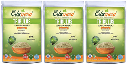 ERBZENERG Gokshura (Tribulus terrestris) Powder – 100g x 3, Pack of 3