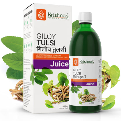 Krishna's Giloy Tulsi Juice, Enriched With Goodness of Giloy & Tulsi, No Artificial Colors or Flavours & Gluten Free - 1000 ml (Pack of 1)
