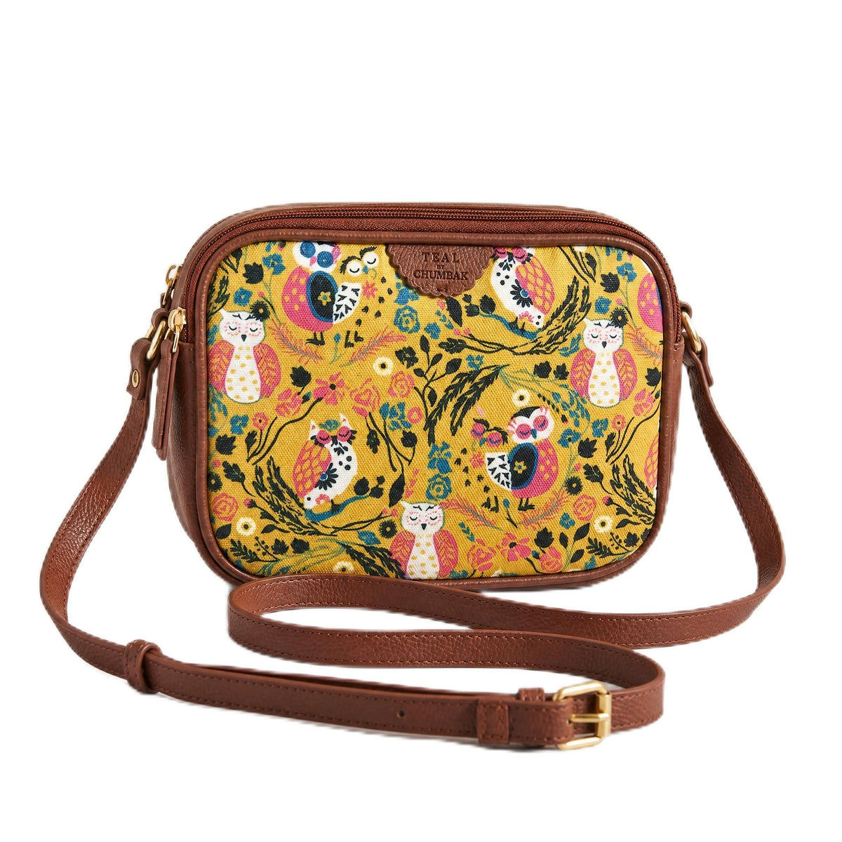 TEAL BY CHUMBAK Women's Sling Bag, Printed Canvas Crossbody Bag with PU Accents, Lightweight and Stylish Shoulder Bag with Zipper Closure for College, Office, Travel and Daily Use