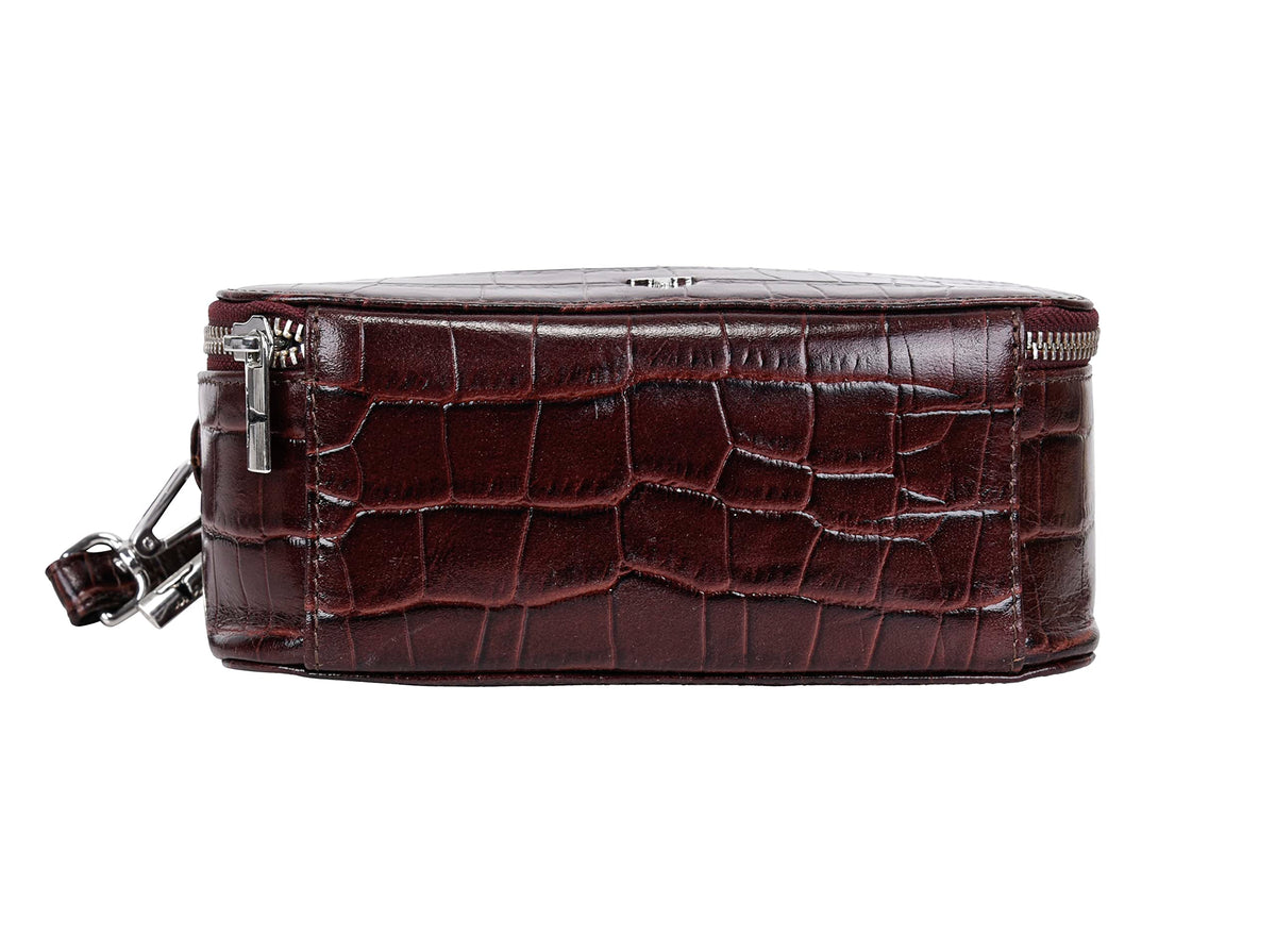 URBAN FOREST Emma Printed Brown Leather Sling Bag for Women